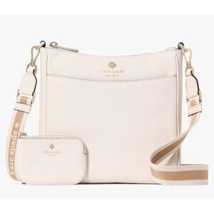 New Kate Spade Emma Medium Swing pack Crossbody Pebble Leather Parchment